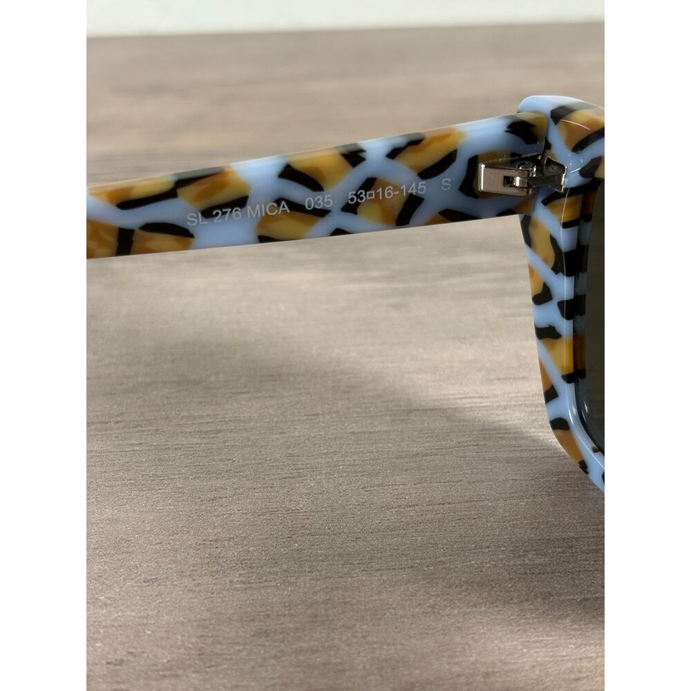 SAINT LAURENT 53MM Cat-Eye Sunglasses Blue Brown Gold- Case- Cloth- NEW - Picture 8 of 9